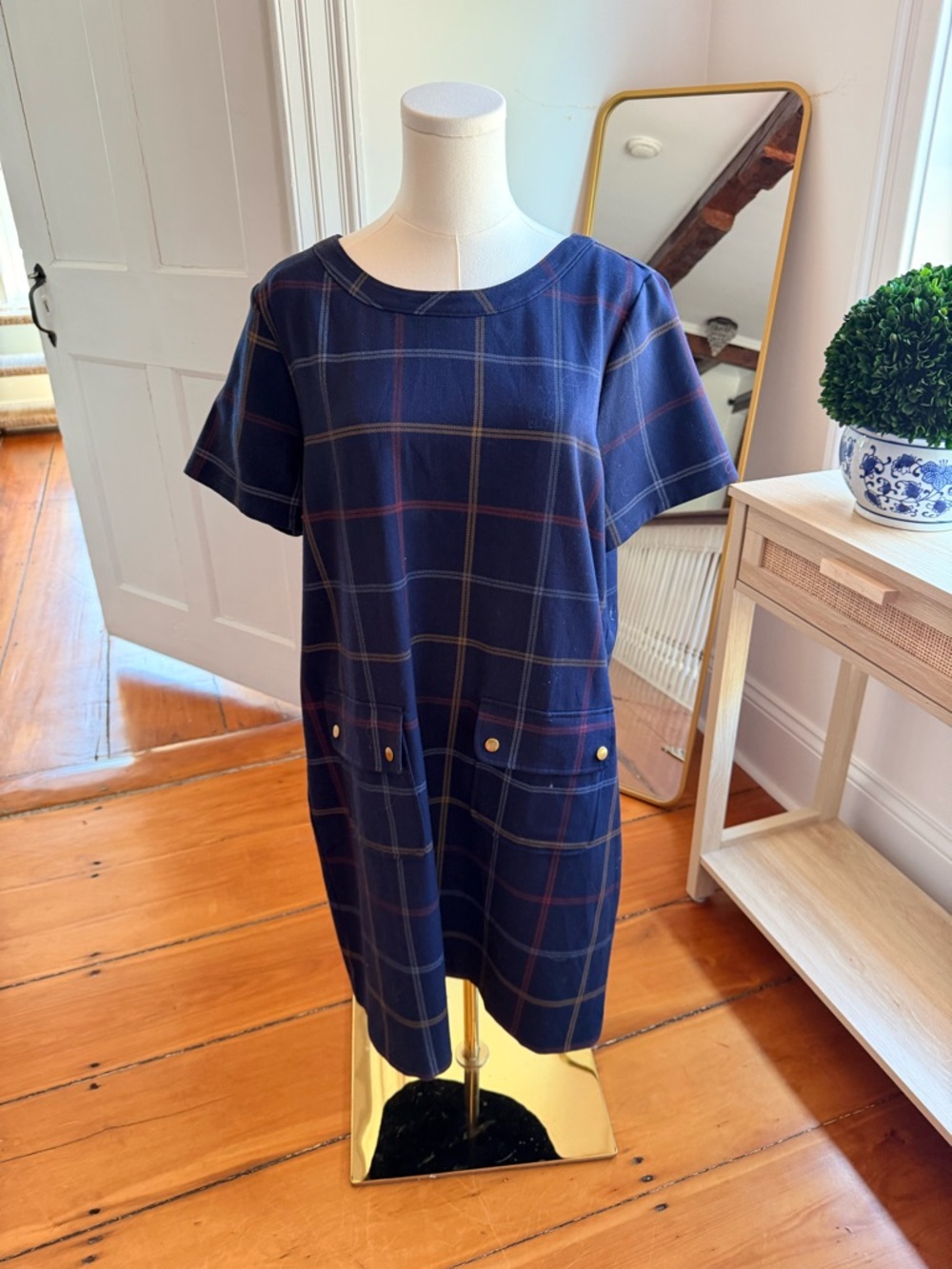 J Crew Navy plaid dress